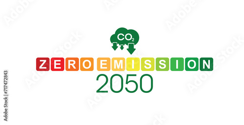 zero emission sign on white background	