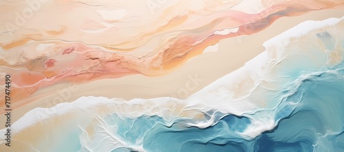 Splashing waves rolling on a beautiful beach with light brown water © original logo