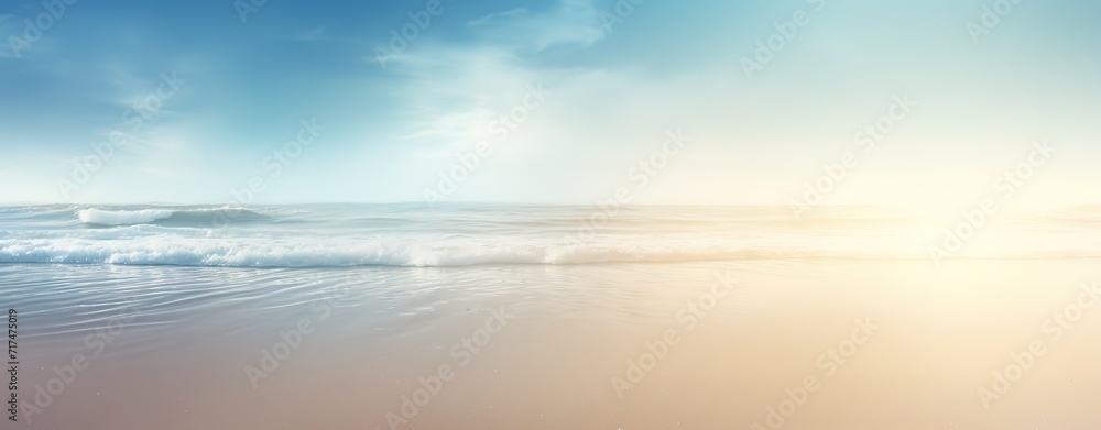 A beautiful beach with white sand and bright blue skies