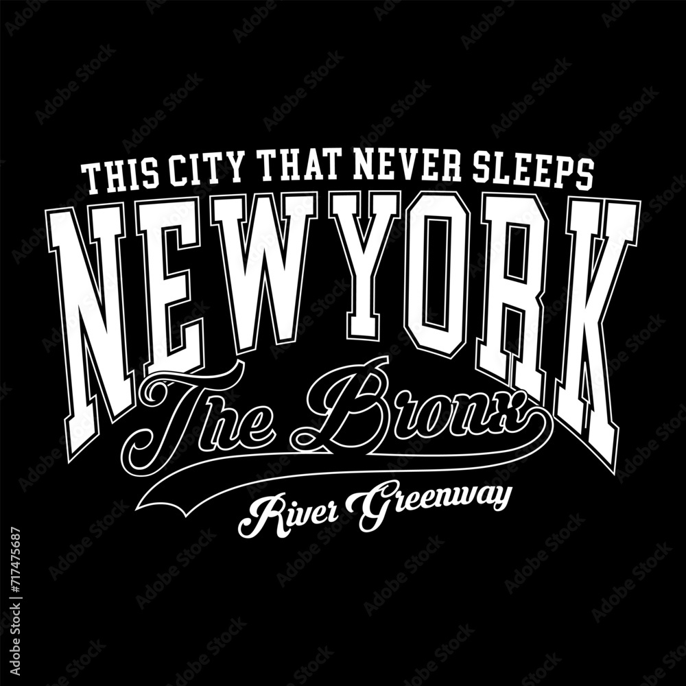 Retro New york , The bronx varsity college slogan print. Slogan typography print design. Vector t-shirt and sweatshirt graphic or other uses - obrazy, fototapety, plakaty 