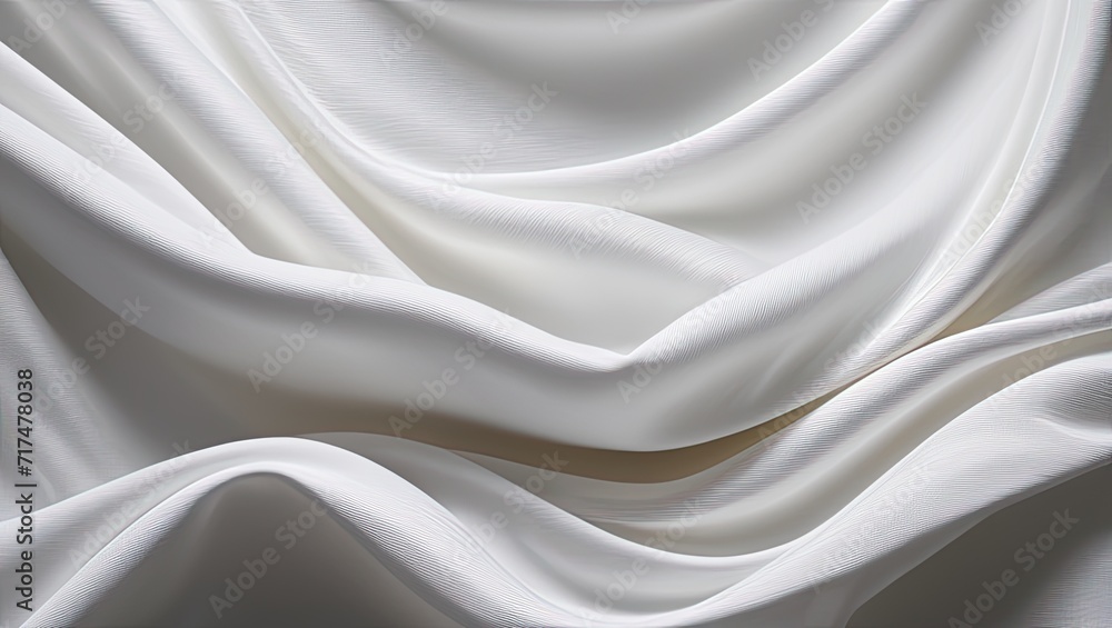 Obraz premium silk background. illustration of bright white fabric material in wavy layers of abstract background with dark shadows