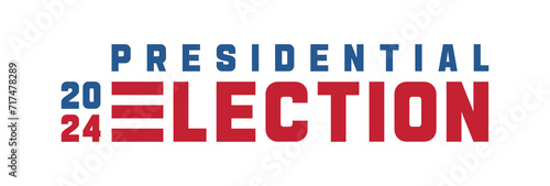 Vector 2024 usa presidential election graphic. Bold text and graphic representing the United States of America flag stylized with the number 2024 incorporated in it. 