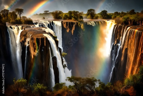 waterfall in rainbow