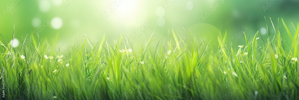 Lush green grass with dew drops in sunlight. Lush green grass with dew drops in sunlight.