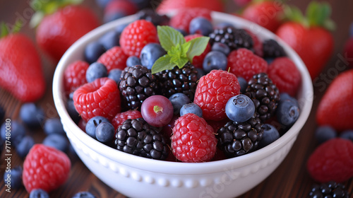 Big bowl of healthy fresh and organic berries.