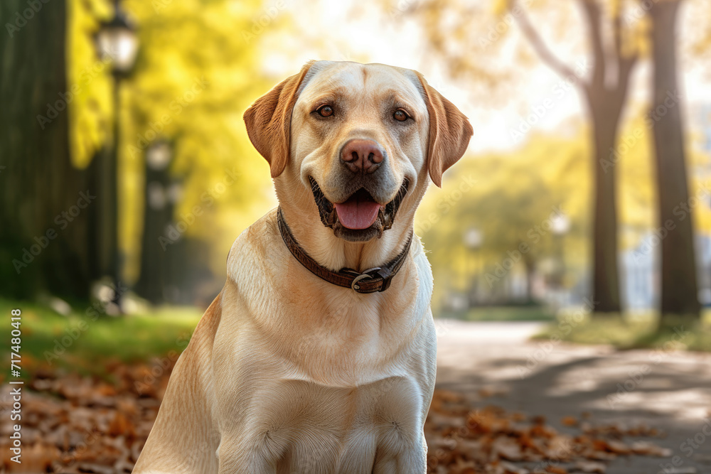 Portrait of labrador dog outdoors in the park