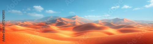 Sandy Landscapes And Giant Dunes.  Illustration On The Theme Of Nature And Territories  Climate And Seasons. Generative AI  