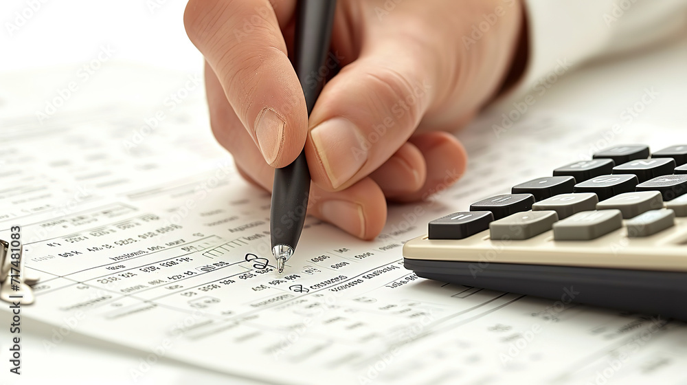 featuring a corporate accountant with a calculator and a ledger featuring a corporate accountant with a calculator and a ledger