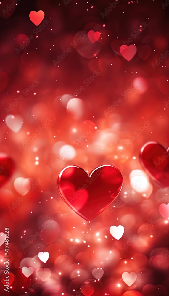 Shiny hearts bokeh light Valentine's day background
