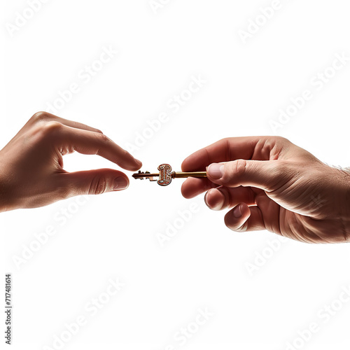 concept of giving and sharing wealth with a detailed image of hands passing a key symbolizing financial knowledge