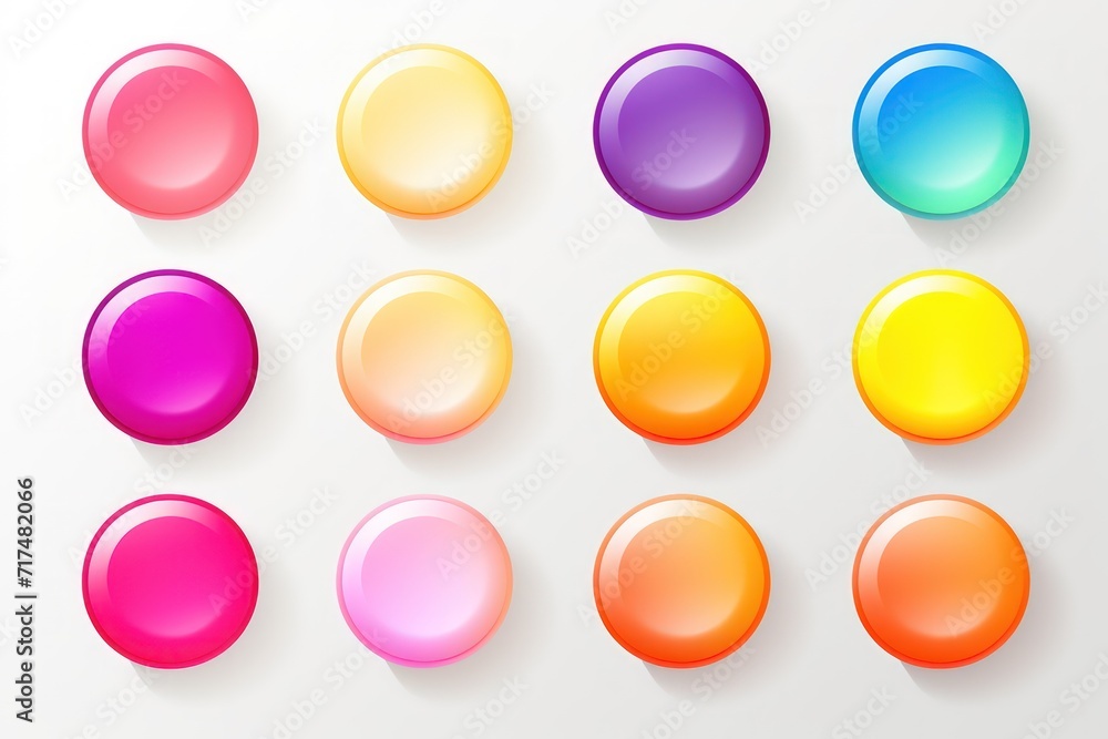 A set of flat buttons with gradient colors on a white background A set of flat buttons with gradient colors on a white background