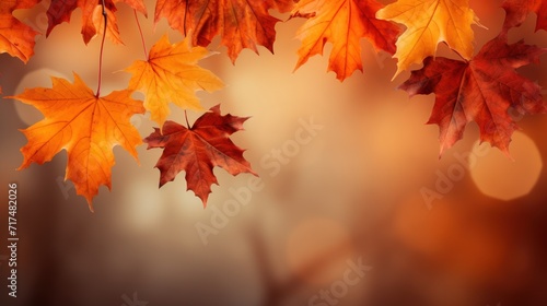 Fall background featuring vibrant autumn maple leaves