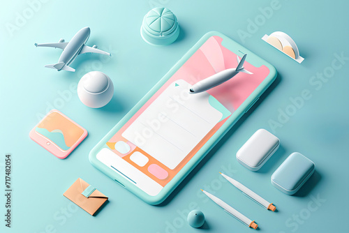 Phone Message! 3D Icon Scene Illustration modern design style for sale in social media, website, banners.Generative ai photo