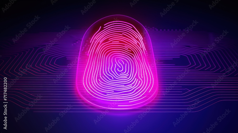 Glowing fingerprint on futuristic background Glowing fingerprint on futuristic background