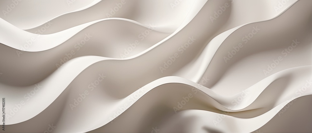 Fototapeta premium silk background. illustration of bright white fabric material in wavy layers of abstract background with dark shadows