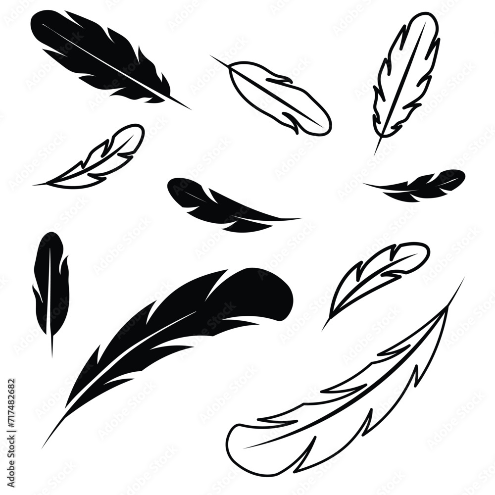 Design variations of the feather bundle icon set Design variations of the feather bundle icon set
