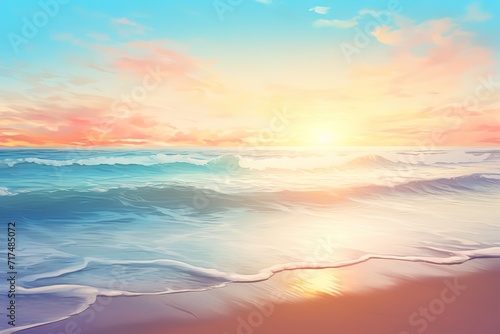 A beautiful sunset on a beach. Generative AI