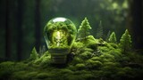 Earth inside light bulb with forest