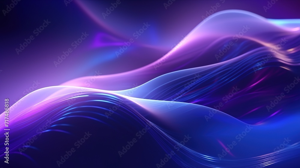 Abstract Futuristic Background, Purple Blue Glowing Neon Moving High Speed Wave Lines
