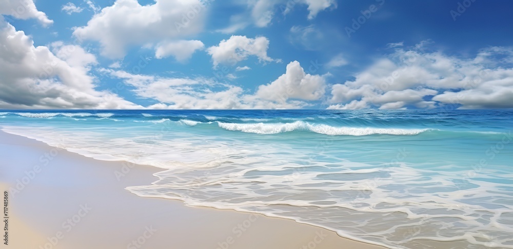 A beautiful beach view with clear water and blue sky. Generative AI A beautiful beach view with clear water and blue sky. Generative AI