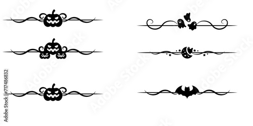 halloween seamless border or background silhouette flat design icon isolated on white vector illustration