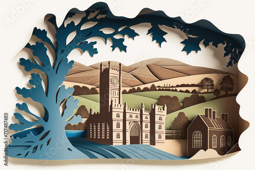 Paper art style British landscape, AI generated