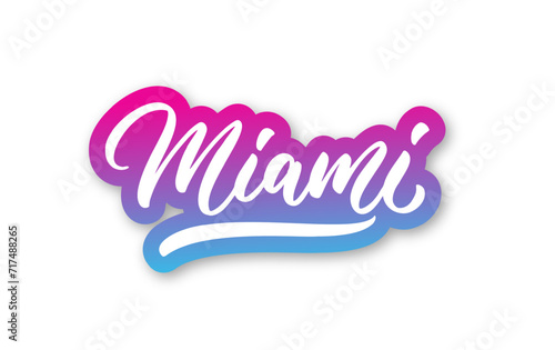 Miami-hand lettering. Vector text "Miami" slogan for use in clothing design