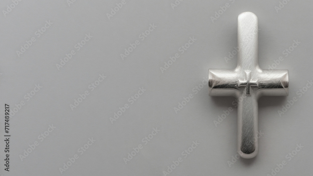 Christian Greek, Armenian, Greek cross on a plain background, banner with place for text, postcard. Generative AI Christian Greek, Armenian, Greek cross on a plain background, banner with place for text, postcard. Generative AI