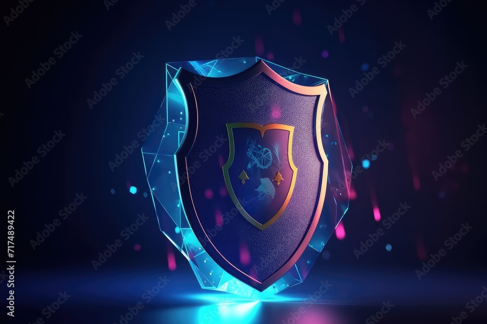 Fototapeta premium Blue network data security material, generated by AI