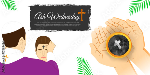 Vector illustration of Ash Wednesday social media feed template