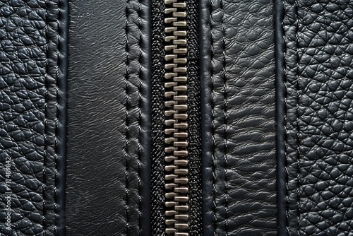 Horizontal lines on a leather background with a zipper