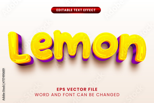 Lemon fruit 3d editable vector text effect