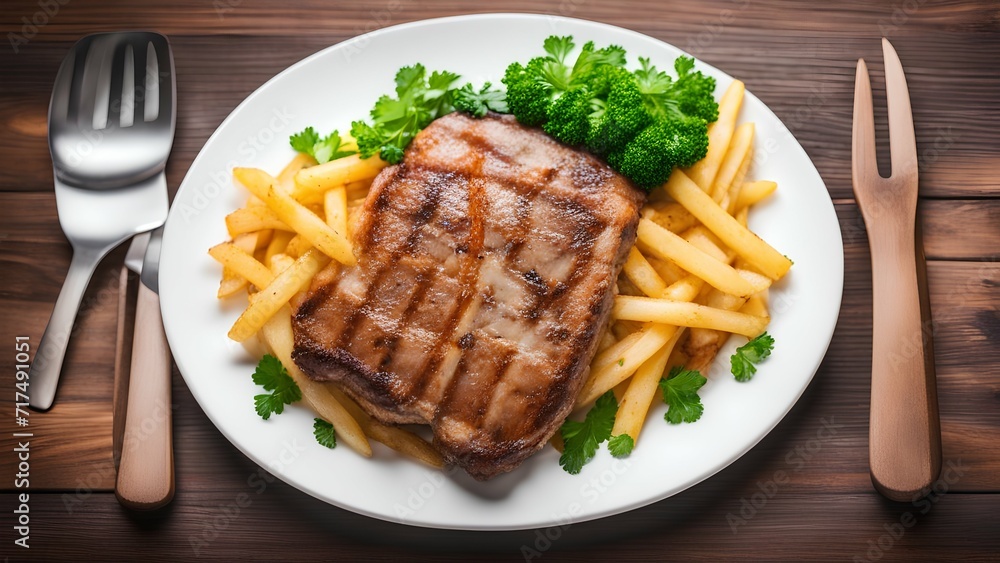 grilled steak with french fries grilled steak with french fries