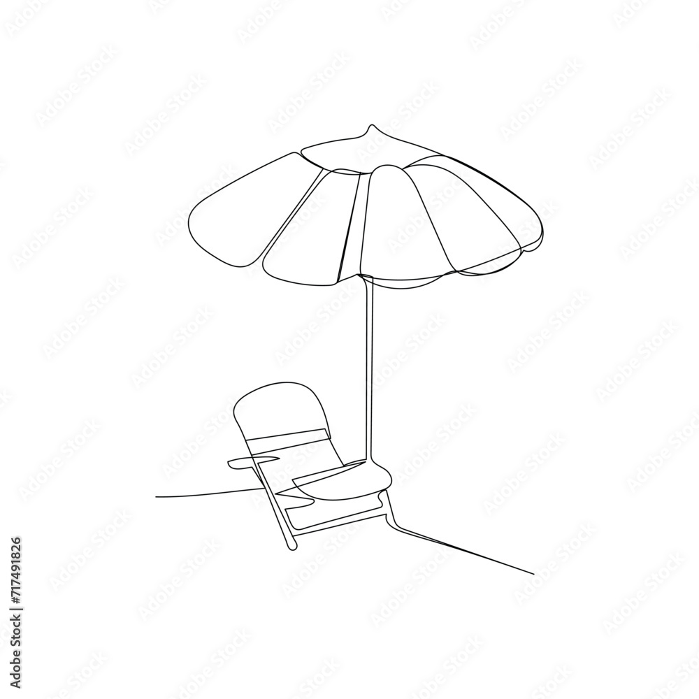 Beach umbrella continuous one line drawing outline vector illustration
Beach umbrella continuous one line drawing outline vector illustration