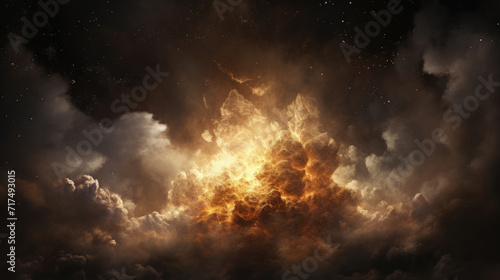 Abstract of celestial fire within cosmic clouds, suggesting a nebula or space phenomenon.
