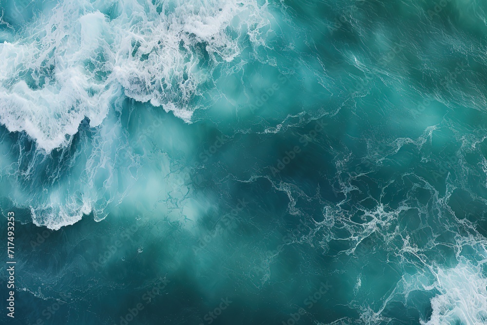 A sea wave photographed from above. Generative AI - obrazy, fototapety, plakaty 