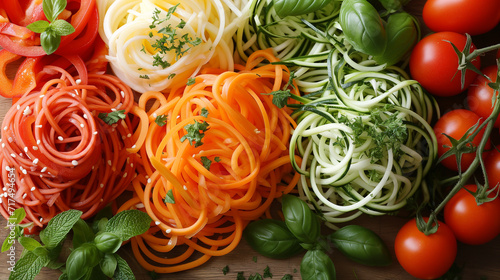 Vegetable spiralizing for healthy eating.  photo