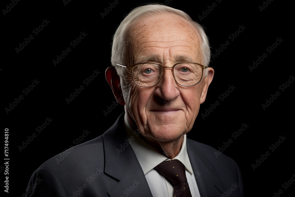 Portrait of a senior man with glasses on a black background. Portrait of a senior man with glasses on a black background.