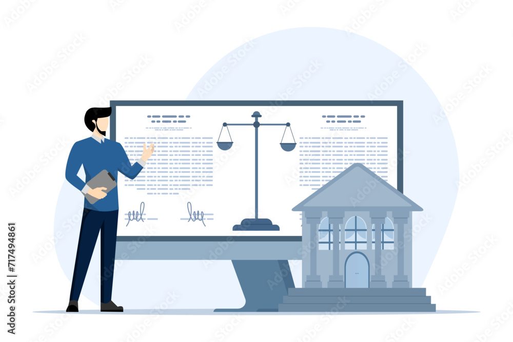 Law and justice concept. sign a contract agreement, agreement or document. Concept of public legal consultation and legal advice. Flat vector illustration on white background. Law and justice concept. sign a contract agreement, agreement or document. Concept of public legal consultation and legal advice. Flat vector illustration on white background.