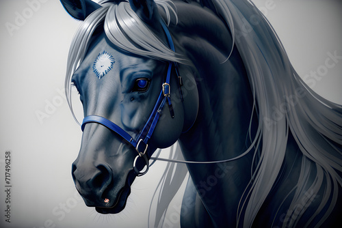 blue horse. Generative AI