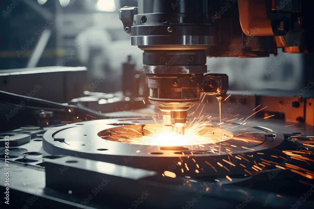 Close-up of precision machining of factory machine tools Close-up of precision machining of factory machine tools