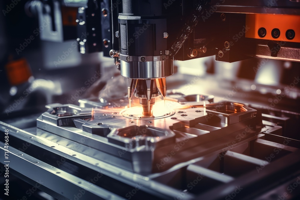 Close-up of machine tool processing in modern high-precision factory Close-up of machine tool processing in modern high-precision factory