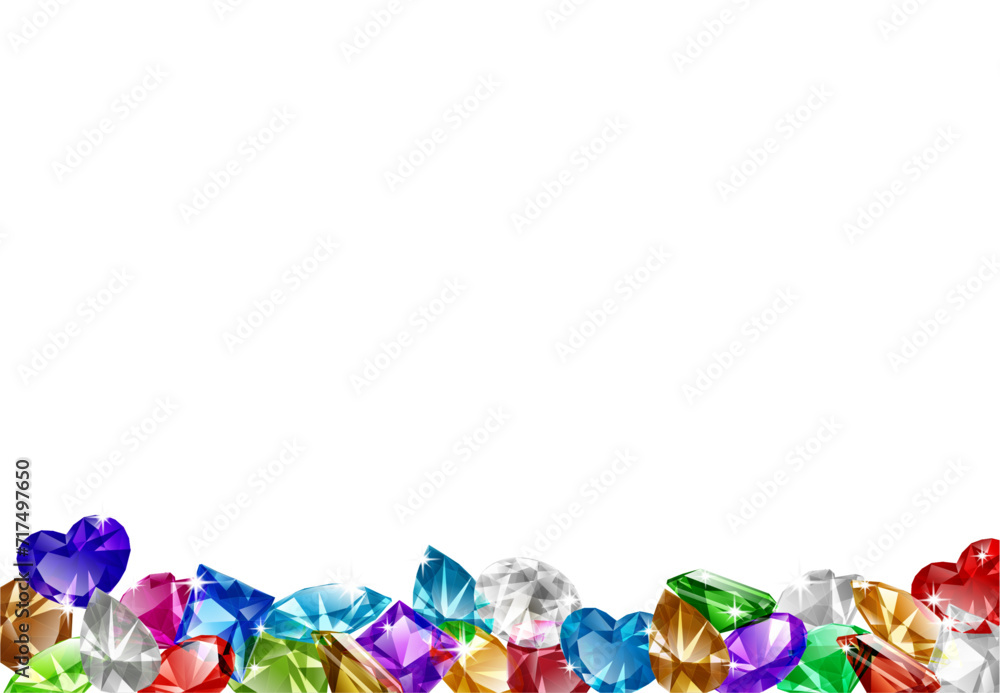 There are many colored gems in the background below the picture There are many colored gems in the background below the picture