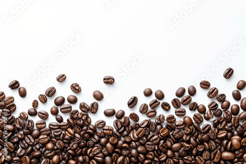 White background with coffee beans