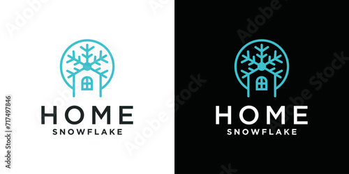 snowflake house logo vector template. winter design, home cooling logo