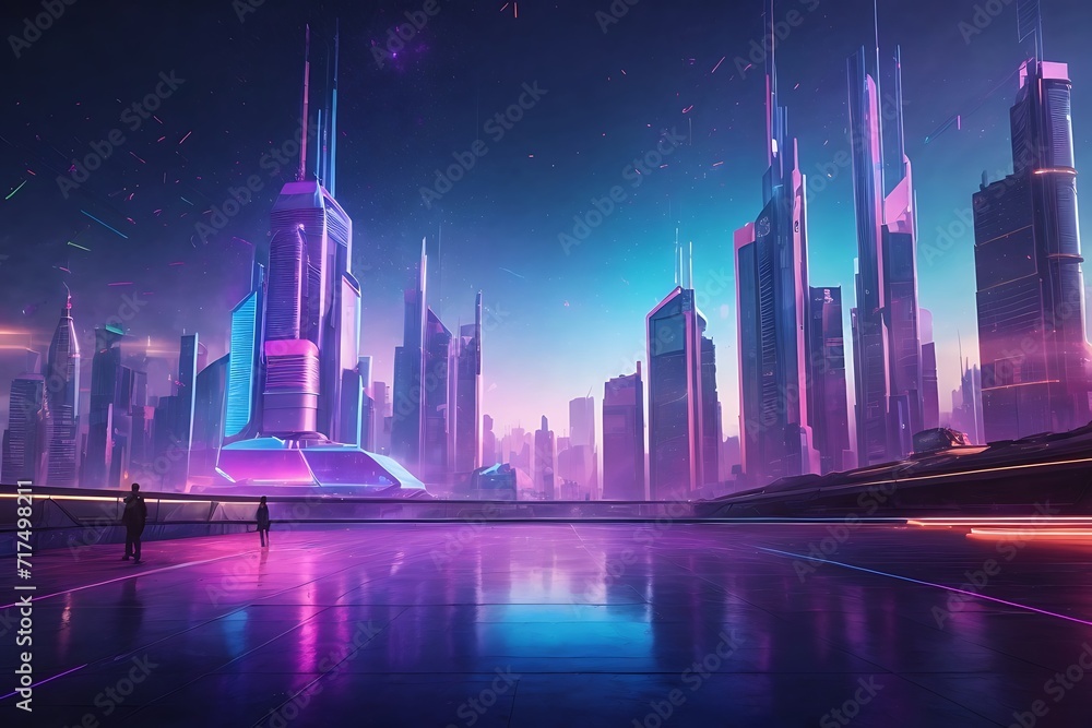 A photo of modern and futuristic city in cyberpunk style ai generative