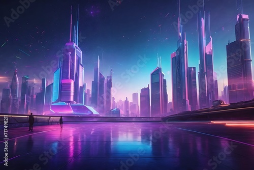 A photo of modern and futuristic city in cyberpunk style ai generative