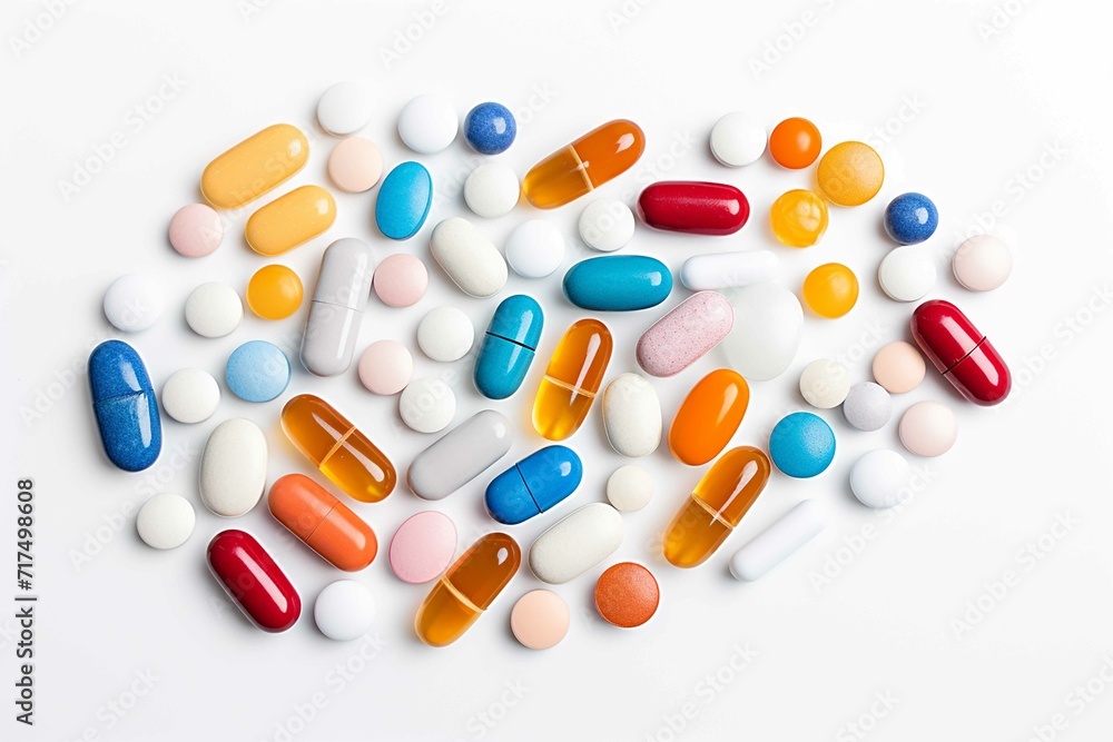 various pills with white isolated background various pills with white isolated background