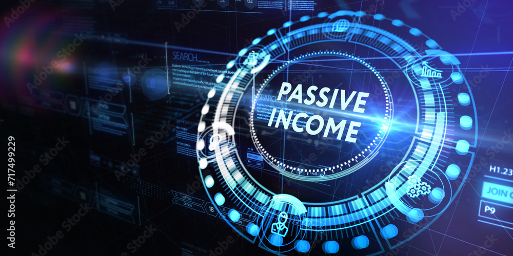 Passive income business concept. Business, Technology, Internet and network concept. 3d illustration Passive income business concept. Business, Technology, Internet and network concept. 3d illustration