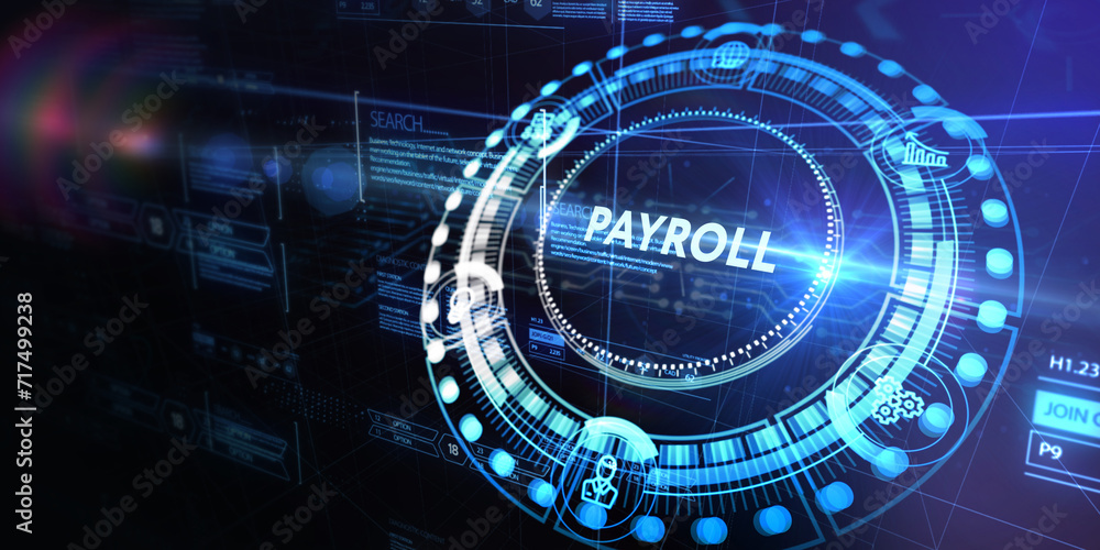 Payroll Business finance concept on virtual screen. 3d illustration Payroll Business finance concept on virtual screen. 3d illustration